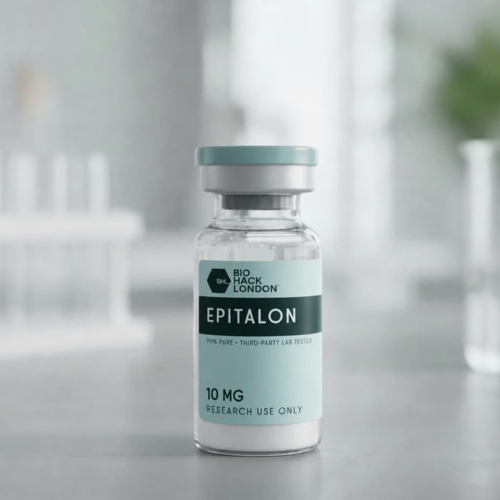 Epitalon research peptide vial by BioHack London – 99% pure third-party lab tested